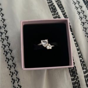 Brand New Pandora Double Hearted Sparkling Ring With Box.